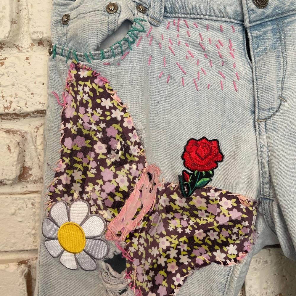 PAPAYA Embroidered Light Blue Jeans - Picture 2 of 15